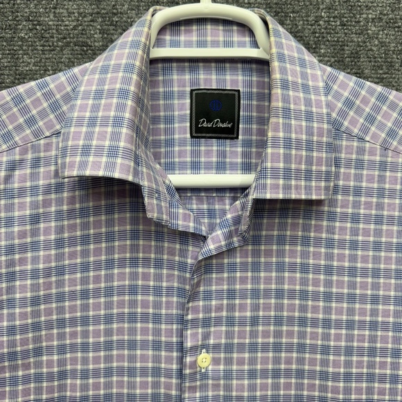 Mens David Donahue long sleeve button up shirt size 16 34/35 purple - Picture 3 of 5